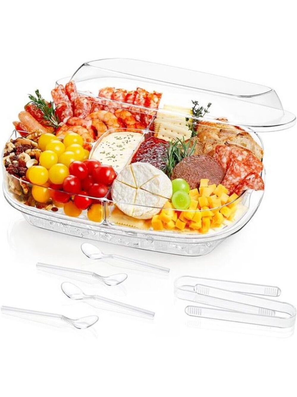 15 Inch Party Serving Tray Divided Shrimp Cocktail Ice Appetizer Fruit Veggie